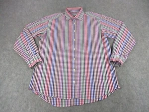 Etro Shirt Mens 42 Large Red Blue Gingham Check Colorful Button Up Italy - Picture 1 of 8