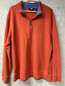 Lands Ends Mens Sweater Extra Large Orange Pullover Fleece 1/4 Zip Long Sleeve - Picture 1 of 5