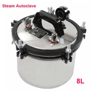 8L Portable Dental Pressure Steam Autoclave Sterilizer Pot for Medical Lab - Picture 1 of 20