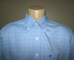 Men's (L) PETER MILLAR Blue Plaid Sport Shirt "Nanoluxe" / Easy Care - Picture 1 of 5