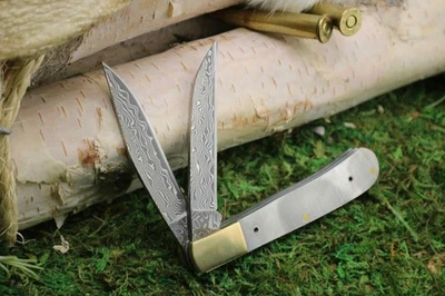 Faca para fazer caçador bolso lâmina dobrável aço damasco em branco faca fornecimento - Imagem 1 de 4