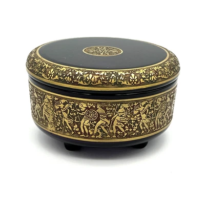 Antique MOSER KARLSBAD Amethyst Glass Fipop Oroplastique Warrior Box - Signed - image 1 of 4