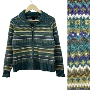 Nomadic Traders Medium Sweater Zip Cardigan Ramie Cotton Teal Blue Womens - Picture 1 of 14