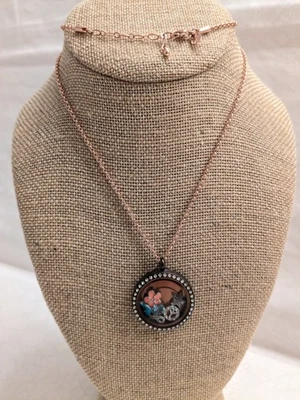 Collar Medallón Origami Owl Living Tono Chocolate Cristal Colgante con Dijes Foto 1 de 4