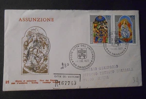 ITALIA , VATICANO, VATICAN CITY 1977 Assunzione MARIA  2V. cpl set busta FDC - Imagen 1 de 3