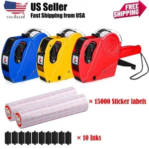 8 Digits Price tag Gun with 15000 Sticker Labels and 10 Ink Refill Marker New - Picture 1 of 32