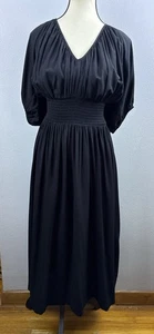 Neu mit Etikett The Gap Gr. XL schwarz Dolman Puffärmel gerafft Elasausschnitt drapiert Maxi voller Rock - Bild 1 von 11