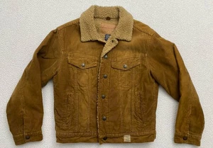 abercrombie fitch corduroy jacket sherpa Lined Workwear Women's Large Brown  B12 - Picture 1 of 5