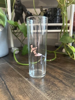 1 MCM Libbey 'Tiny Dancer' Risque Pole Dancer Tall Collins Glasses - Image 1 of 4