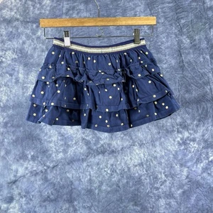 Boden Blue Tiered Jersey Ruffle Skort Skirt with Gold Polka Dots Size 9-10Y - Picture 1 of 2