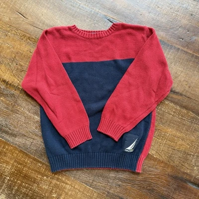 Suéter de algodón rojo/azul marino vibrante Nautica para niños XL Foto 1 de 3