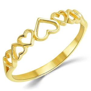 14K massiver Gelbgold Jubiläum Mode Herz Ring Band - Bild 1 von 4
