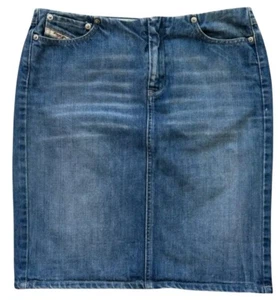 VTG Diesel Denim Pencil Skirt Womens 28 Y2K 2000 Made In Italy Low Rise Waist - Picture 1 of 8