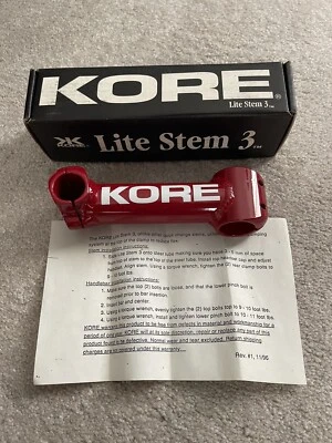 NIB Vintage Kore LiteStem3 Red Stem 1 1/8 Threadless 135mmX0 Deg 25.4mm MTB - Image 1 of 4