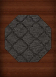 Black Quaterfoil Trellis Print Transitional Area Rug Geometric DV8 - Picture 1 of 12