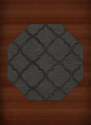 Black Quaterfoil Trellis Print Transitional Area Rug Geometric DV8 - Image 1 of 2