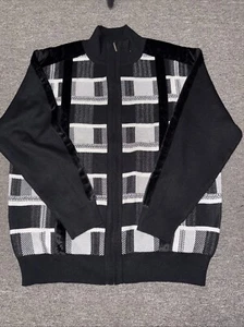 Michael Irvin 88 Strickjacke Pullover XXL Reißverschluss schwarz-weiß Preppy Grandpacore - Bild 1 von 11