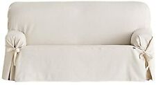 Eysa Bianca Universal Sofa Cover With Ribbons 2 Seats Color 01 Ecru Cotton Two