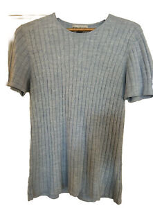 VINTAGE! EVAN-PICONE Baby Blue Cable Knit Short Sleeved Women's Sweater ~Size XL