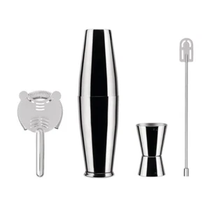 Alessi "Lunar Eclipse" 5pc Stainless Steel Boston Shaker Bar / Cocktail Set - Picture 1 of 6