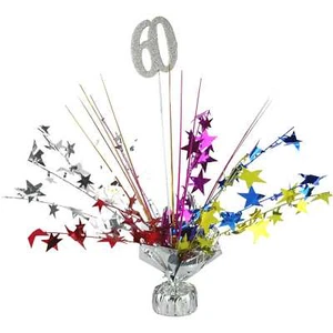 60th Birthday Multicoloured Star Table Centrepiece Decoration Balloon Weight - Picture 1 of 1
