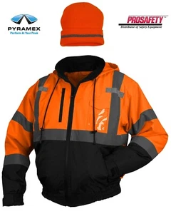 CHAQUETA Y SOMBRERO BOMBARDERO DE SEGURIDAD VIAL REFLECTANTE DE ALTA VISIBILIDAD CON AISLAMIENTO DE ALTA VISIBILIDAD - Imagen 1 de 4