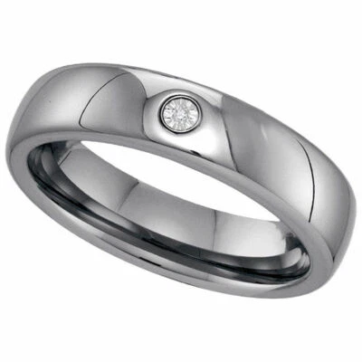 ANILLO BANDA TUNGSTENO HOMBRE CON DIAMANTE GENUINO TALLA 10 Nuevo Foto 1 de 4
