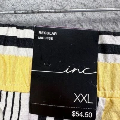 INC Shorts Womens 2XL Yellow Black Tic Toc Striped Unlined Mid Rise Ladies NEW - Image 1 of 4