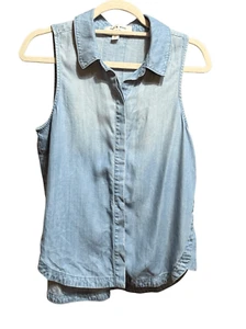 Top Anthropologie de tela y piedra denim lavado con botones sin mangas cambray talla XS - Imagen 1 de 7