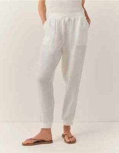 THE WHITE COMPANY linen joggers casual trousers elasticated sz 18 WHITE rrp £110 - Picture 1 of 4