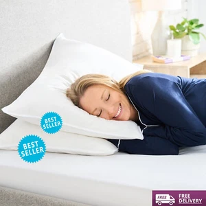 Feather + Goose Down Pillows - Premium Cotton Non Itch 74 x 48cm Extra Filled - Picture 1 of 5