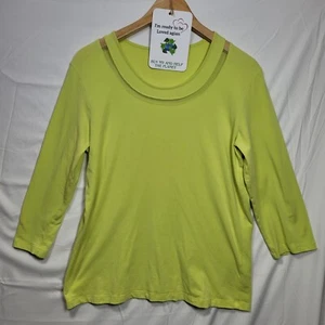 Bianca Women's T-Shirt Size 14 Stretch Green 3/4 Sleeves Cowl Neck Ladies Top - Picture 1 of 9
