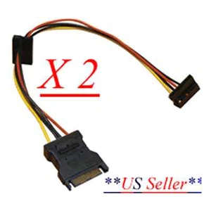 Lot 2 of 15" SATA power Extn sion / splitter SATA power male to 2X F Rt angle - Picture 1 of 1