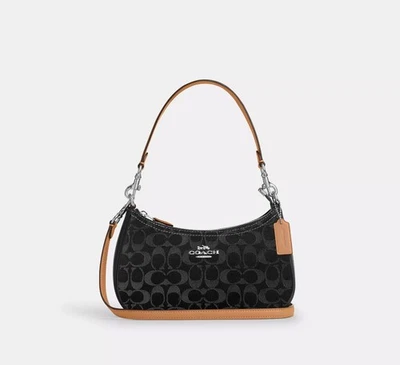 Bolso de hombro COACH Teri en denim/plateado/negro exclusivo, solo sin embalar, no usado Foto 1 de 4
