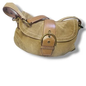 Bolso de Hombro Coach Soho 9688 Gamuza Pequeño Hebilla con Solapa Y2K Años 90 De Colección - Imagen 1 de 12