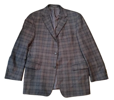 Hugo Boss Sport Coat (42s) "Rossellini/Movie" Virgin Wool Black/Brown Windowpane - Image 1 of 4