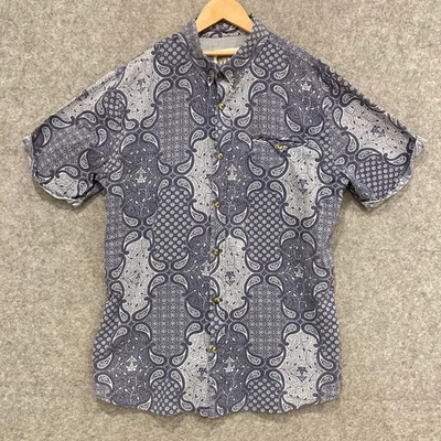 Rip Curl Shirt Mens Size XL Blue Paisley Short Sleeve Button Up Cotton 52517 - Bild 1 von 4