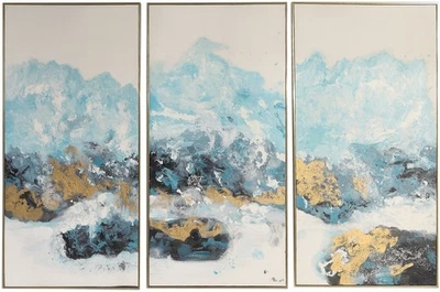 Uttermost Crashing Waves 48 X 24 pulgadas arte abstracto, hecho a mano, juego de 3 Foto 1 de 4