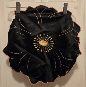 Boudoir Kissenhülle schwarz Satin bestickt Dessous Nachtwäsche Aufbewahrung innen - Bild 1 von 6