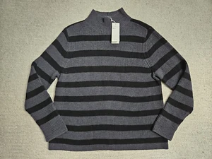 Eileen Fisher Merino Wool Turtleneck Sweater Large L - Gray Black Stripe Minimal - Picture 1 of 7
