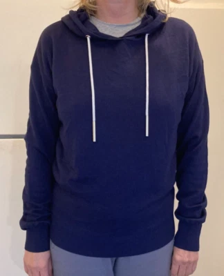 Sudadera con Capucha Olivia Von Halle Seda y Cachemira Azul Marino Lujo $900 Talla Mediana~Mujer Lg Foto 1 de 4