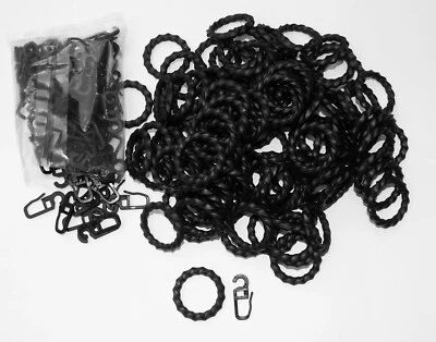 100 Vorhang Ringe Schmiedeoptik Kunststoff schwarz für 12 - 20 mm Gardinenstange - Bild 1 von 2