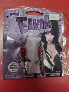 Elvira Dagger Earrings Red Stones Halloween Horror Jewelry Kreepsville Gothic - Picture 1 of 2
