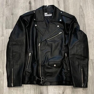 Aaron Craft Men's Lambskin Leather Black Bomber Biker Jacket - Size XXL - Picture 1 of 7