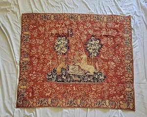The Sight Halluin Medieval Wall Tapestry Lady With The Unicorn Hand Sewn - Picture 1 of 10