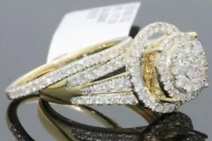 10K YELLOW GOLD 1.50 CARAT WOMENS REAL DIAMOND ENGAGEMENT RING WEDDING BAND SET - Picture 1 of 6