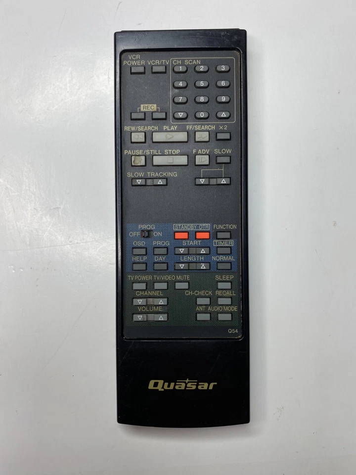 Quasar VSQS0580 Q54 TV VCR Remote Control for VH5655YE VH5675 VH5675K Panasonic - Image 1 of 4
