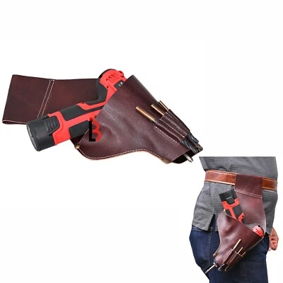 Cow Leather Drill Holster Bit Holder Pouch for Woodworkers, Carpenters, Handymen - Image 1 of 4