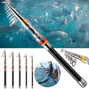 Carbon Fiber Telescopic Fishing Rod Pole 20-50LB Sea Saltwater Freshwater - Picture 1 of 24