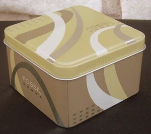Fossil Advertising Tin Geometric Gold Silver SBT0893 11 07 Empty Box 2008 - Picture 1 of 5